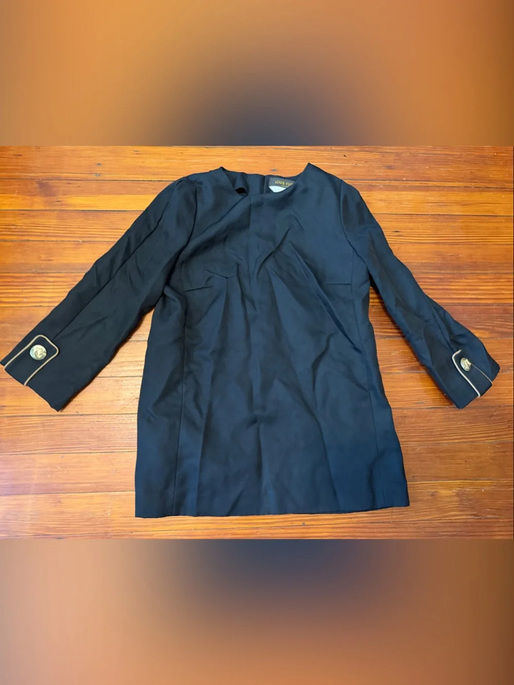Louis Vuitton Black Long-Sleeve Tunic with Gold Button Accents